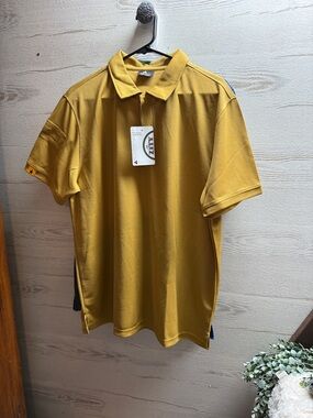 NWT ZITY performance polo golf shirt gold mustard yellow size L.